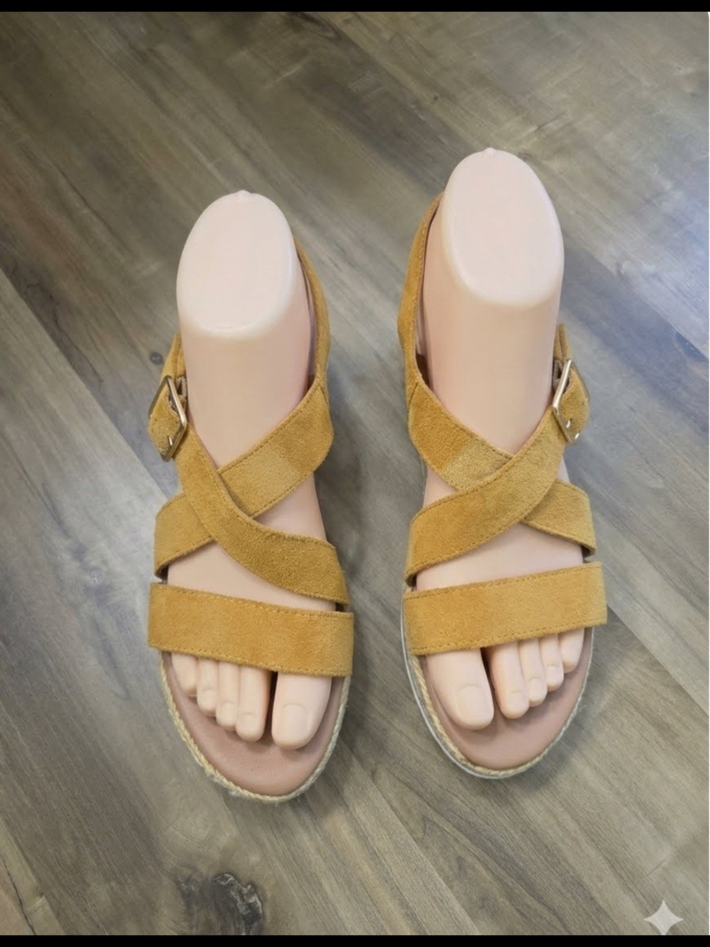 next Forever Comfort Mustard Suede Crisscross Sandals - Women
